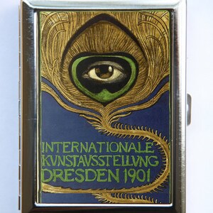 Jugendstil Pfau Feder Auge Zigarette Fall ID Fall Brieftasche Visitenkarte Halter