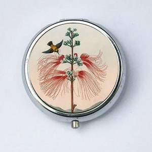 Large Flowering Sensitive Plant Flower Pill Case pillbox holder botanical Humming Bird