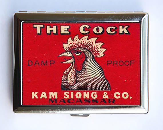 cock cigarettes The Cock Rooster Safety Match Cigarette Case Wallet Business Card Holder