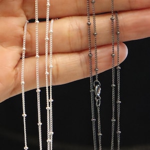 Sterling Silver Chain Necklace Satellite Chain (with 1.9mm bead) Layer Style
