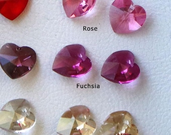 Vintage Swarovski 6202 Heart Pendants 10mm, Discontinued Top-Drilled Faceted Crystal Charms, New Old Stock Austrian Jewelry Components