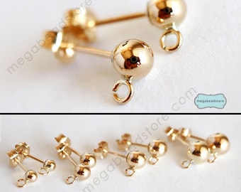 2mm 3mm Solid Gold Ball Stud Earrings - Abhika Jewels