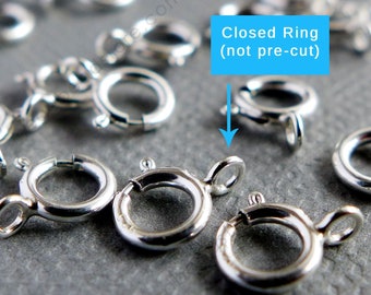 5.5mm, 7mm Spring Clasp (Closed Ring) 925 Sterling Silver Round Trigger F286C