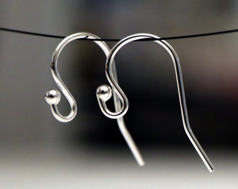 2mm Ball End Thick 925 Sterling Silver Earwires Earring Hooks F224