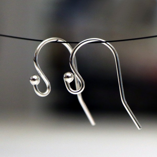 2mm Ball End Thick 925 Sterling Silver Earwires Earring Hooks F224