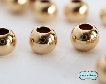 Cuentas redondas de 4 mm rellenas de oro de 14 quilates (orificio de 1 mm o 1,75 mm) Separadores sin costuras B39GF