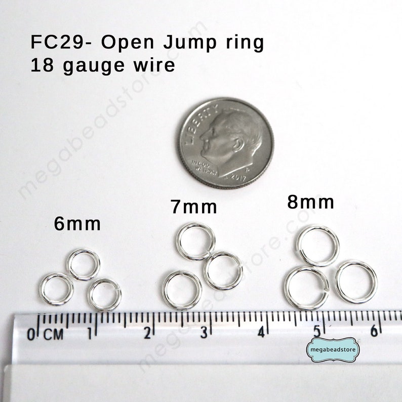 6mm 7mm 8mm Thick 18 Gauge Sterling Silver Jump Rings Open F29 image 3