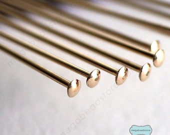Alfileres de cabeza plana de calibre 26 y calibre 24 - Relleno de oro de 14 quilates GF -F42GF