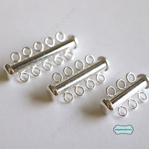 3 Row ( 3 Strand), 4 Row (4 strand) Long Bar Clasp - Sterling Silver F405