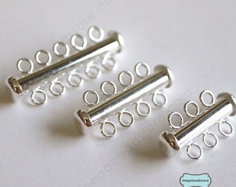 3 Row ( 3 Strand), 4 Row (4 strand) Long Bar Clasp - Sterling Silver F405