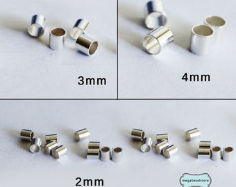 2mm, 3mm, 4mm Crimp Tubes 925 Sterling Silver Crimp Beads F32