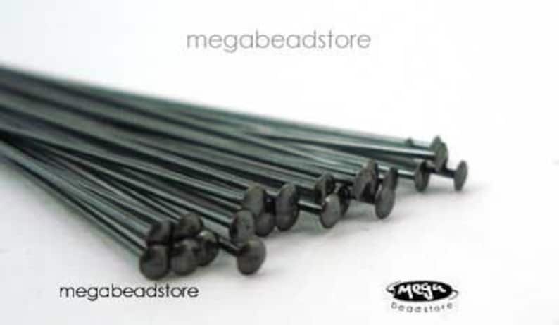 25 pcs Patina Dark Oxidized Sterling Silver Head Pins 24 or 22 gauge 2 inches F42Z