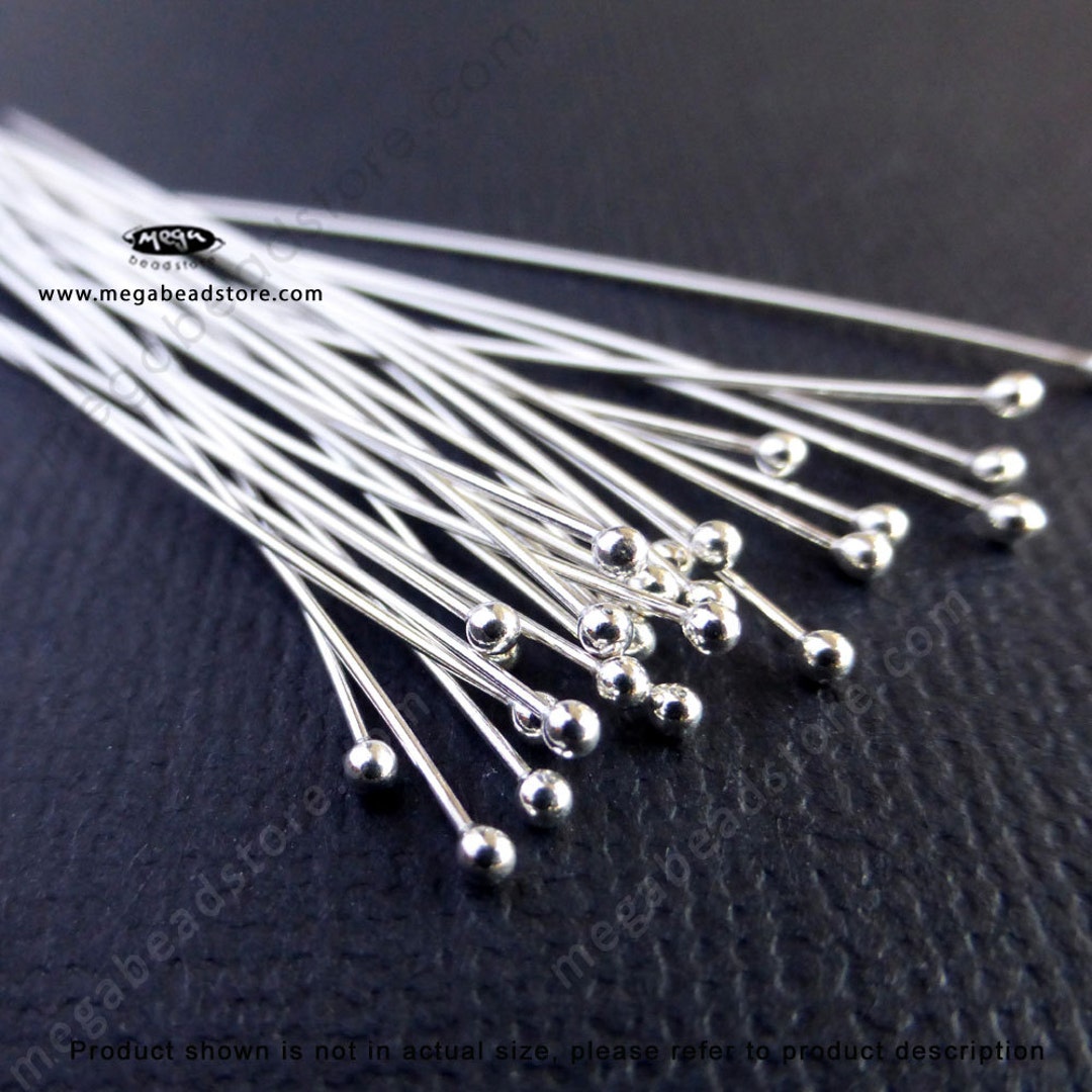 25-Piece Sterling Silver Ball End Head Pins - 1.5 & 2 Inch Lengths For Jewelry Making