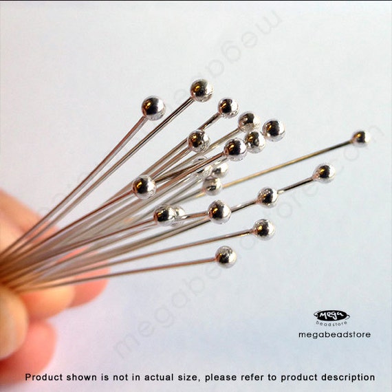20 Bali Sterling Silver Ball End Headpins 30mm