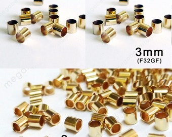 2mm 3mm 14k Gold Filled GF Crimp Bead Tube Spacer F32GF