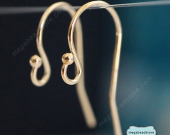 6 Pairs 14K Gold Filled French Ear Wires Single Dot Earring Wires F120GF