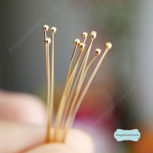 24 Gauge 2&quot; 14K Gold Filled Ball End Headpins F08GF