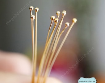 24 Gauge 2" 14K Gold Filled Ball End Headpins F08GF