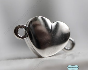 10mm Heart Shape Magnetic Clasp Sterling Silver F306