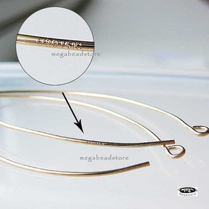 40mm Long Oval Ear Wires 14K Gold Filled Earring Hooks F374GF image 2