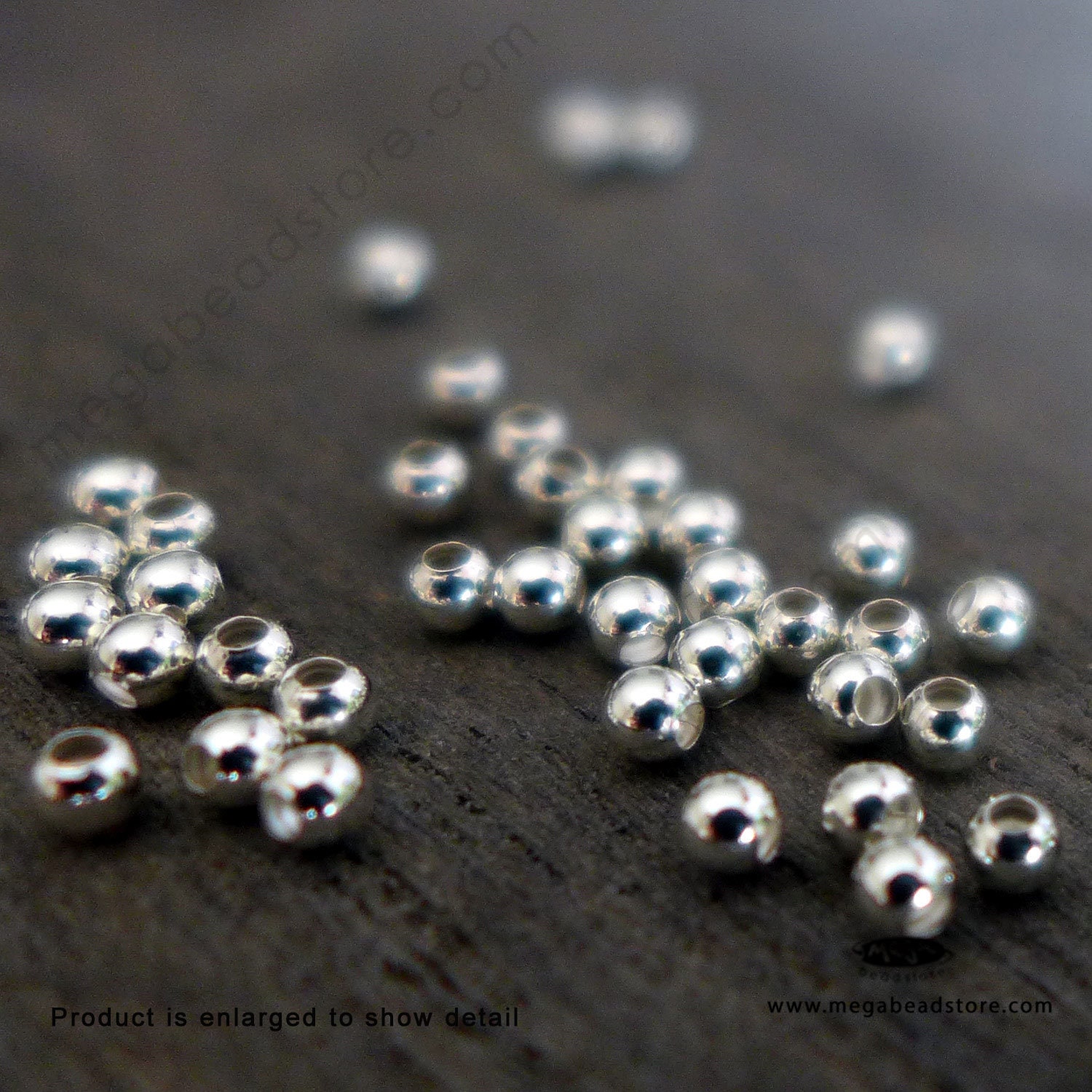 12mm (2.5mm hole) Sterling Silver Beads- 1 pc-B39-12