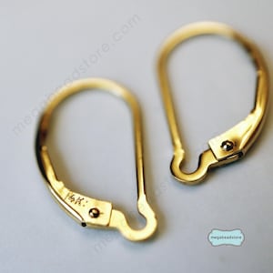 14K Gold Leverback Ear Wires Interchangeable Solid Real Gold 14KG02