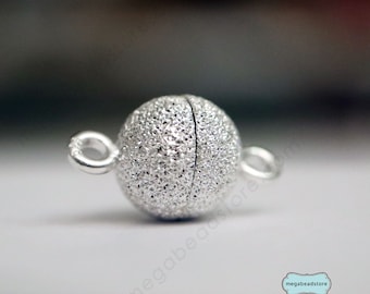 6mm, 8mm Ball Magnetic Clasp Stardust 925 Sterling Silver F284