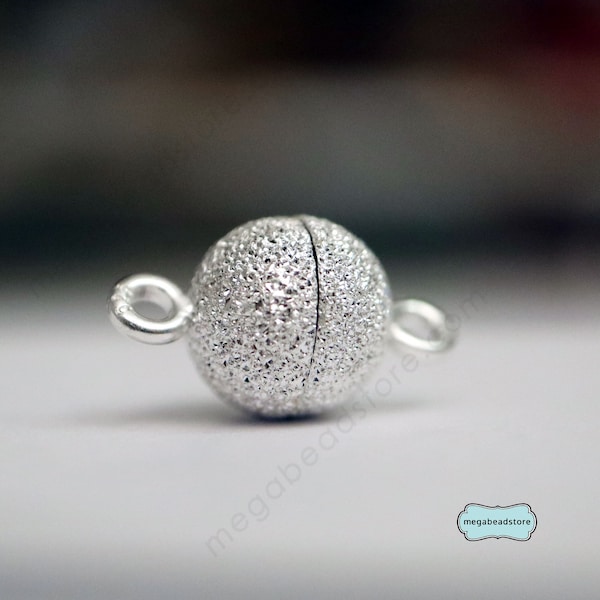 6mm, 8mm Ball Magnetic Clasp Stardust 925 Sterling Silver F284