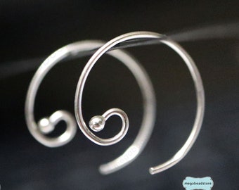 Hypoallergenic Sterling Silver Earwires 15mm Circle DIY Earring Supplies F144