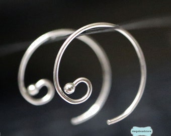 15mm Circle Ball End 22 Gauge 925 Sterling Silver Ear Wire Marked 925 F144