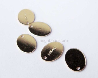 10 pieces Mini Quality Tag 1/20 14K Gold Filled Blank Disk High Polished 7.3 x 5.5mm F399GF