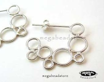 Mordern Simple Circles 925 Sterling Silver Earwires Posts w/ Backings F225