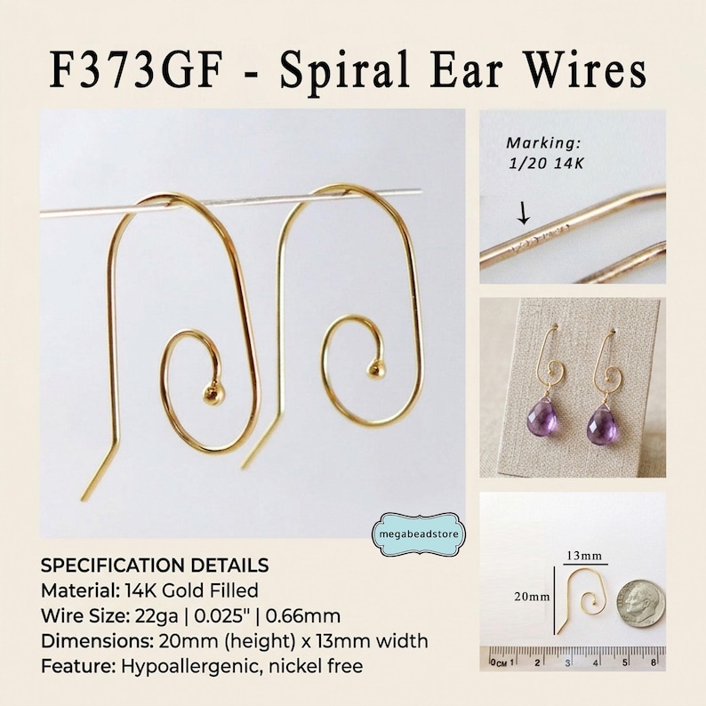 14K Gold Filled Earwires French Hook Ear Wires- DIY Jewelry Making Supplies F373GF