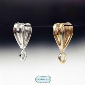 Sterling Silver & 14K Gold Filled F28 Bail Charm Holder, Open Loop Pendant (8.5mm)