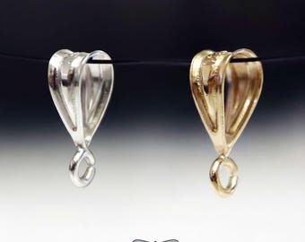Sterling Silver, 14K Gold Filled Bail, Charm Holder DIY Jewelry Making Supplies