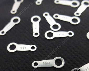 50 pieces 8mm x 3mm 925 Sterling Silver Quality Tags F287