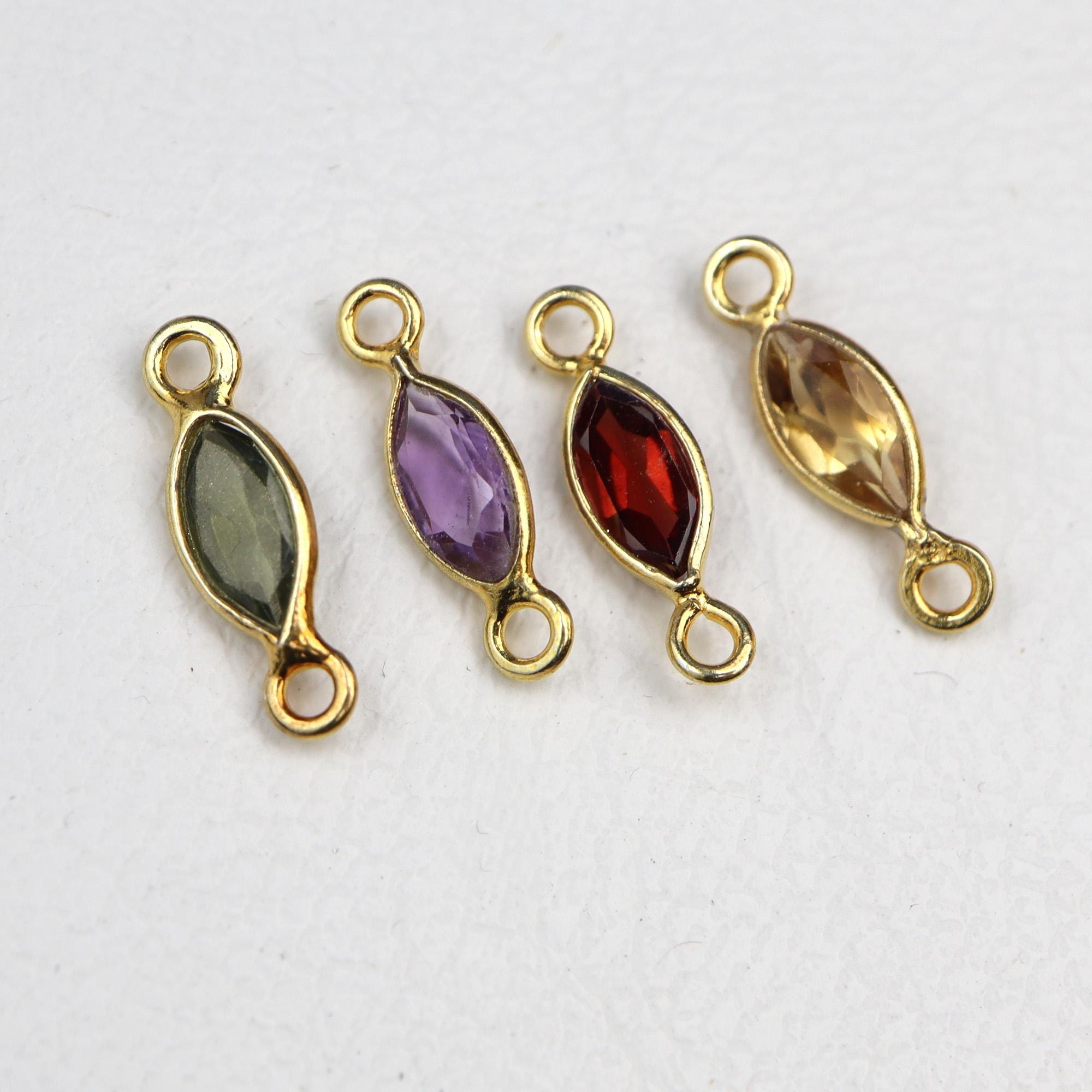 Gemstone Connectors 8mm Amethyst Citrine Garnet Peridot Gold Bezel