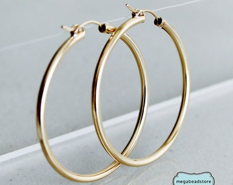 14K Gold Filled Hoop Earrings 40mm, 50mm F23GF