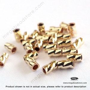 20 pieces 3mm x 2mm 14K Gold Filled 1/20 GF Twisted Crimp Bead Tube Spacer F22GF