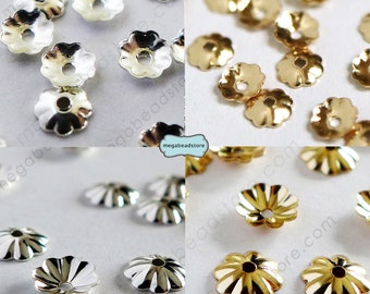 3mm, 5mm Flower Bead Caps  925 Sterling Silver 14k Gold Filled Beadcaps C95