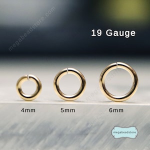 4mm, 5mm, 6mm (19 Gauge) 14K Gold Filled GF Jump Rings Open F29GF