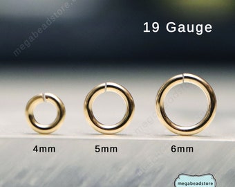 4mm, 5mm, 6mm (19 Gauge) 14K Gold Filled GF Jump Rings Open F29GF