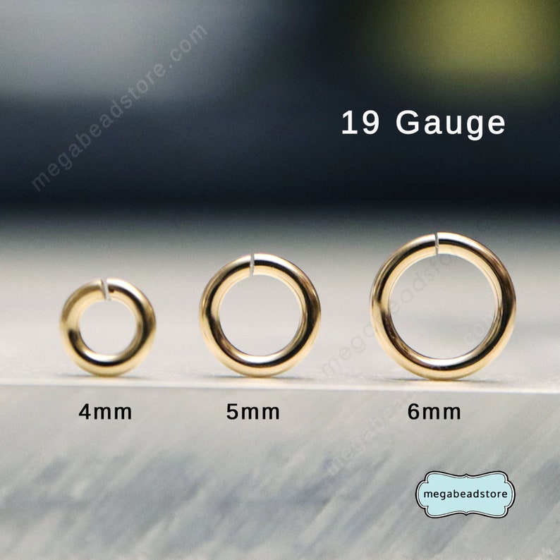 4mm, 5mm, 6mm 19 Gauge 14K Gold Filled GF Jump Rings Open F29GF image 1