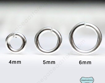 4mm 5mm 6mm Thick (19 Gauge) Open Jump Rings 925 Sterling Silver F29