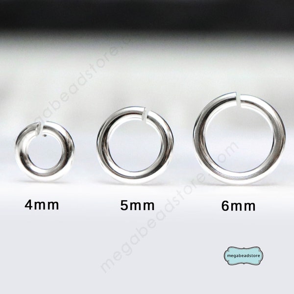 4mm 5mm 6mm Thick (19 Gauge) Open Jump Rings 925 Sterling Silver F29