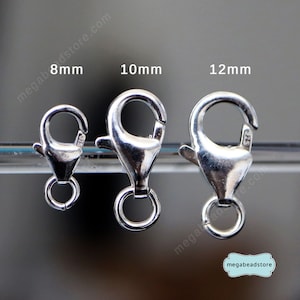 925 Sterling Silver Trigger Clasp 8mm 10mm 12mm Lobster Claw  F44