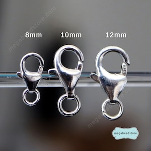 8mm 10mm 12mm Lobster Claw 925 Sterling Silver Trigger Clasp F44