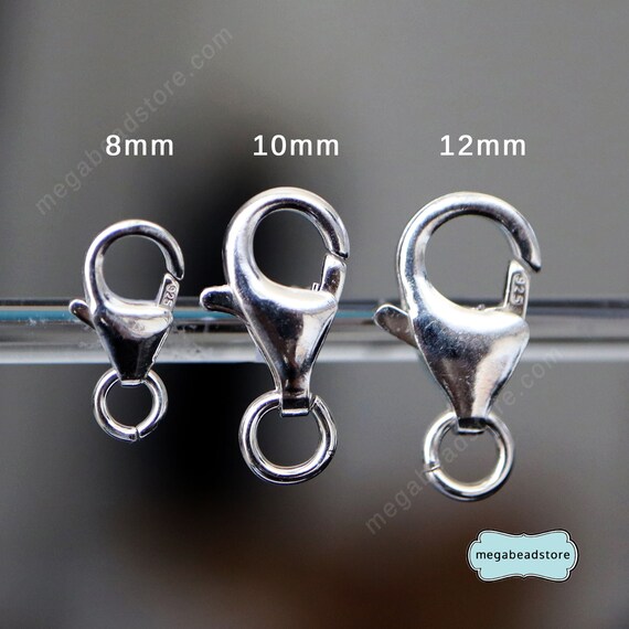 thumbnail image 2 of 12mm Sterling Silver Lobster Claw Clasp – 925 SS (1 Piece, Unbranded) 2 of 3
