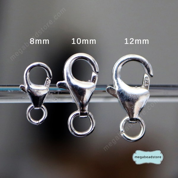 8mm 10mm 12mm Lobster Claw 925 Sterling Silver Trigger Clasp F44
