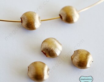 7mm Lentil Shape 14K Gold Filled Beads Brushed Texture